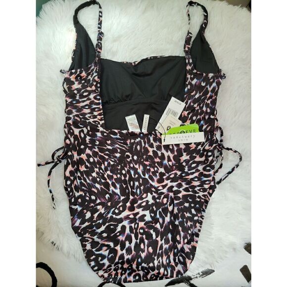 Sanctuary Swim Sz XL Square Neckline High Leg Leopard One Piece Swimsuit New - Picture 6 of 9